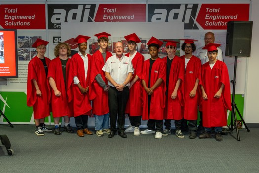 adi Group's founder, Alan Lusty (centre), with the company's latest cohort of pre-apprentices 