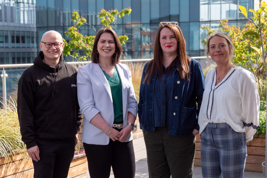 (L-R) Laurence Tan, investment associate at Praetura Ventures; Louise Chapman, NPIF II Fund Principal at Praetura Ventures; Professor Kate Black, founder and CEO of Atomik AM; Camilla Greenwood, investment director at Praetura Ventures