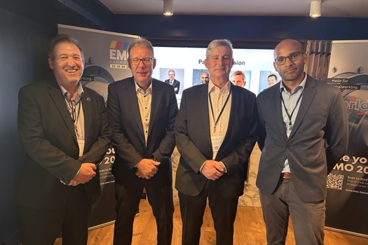 Industry speakers at the EMO pre-event presentation in London