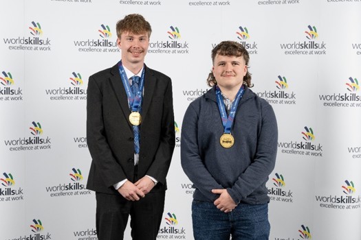 L-R: Aled Gore and Morgan Leyshon, winners of the 2024 WorldSkills UK Industrial Robotics competition, held in conjunction with industry partners FANUC UK