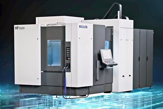 The HF 3500 5-axis machining centres will be on the Heller stand at EMO 2025 linked to a Robot Cell Professional robotic system for automated workpiece and pallet handling