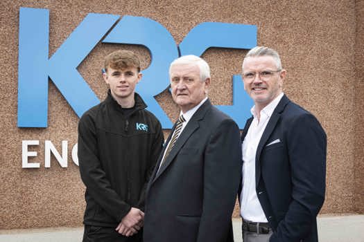 (L-R)  Ashton Hughes; James Hughes, Founder of KRG Specialist Engineering; and Gerry Hughes, MD of KRG Specialist Engineering