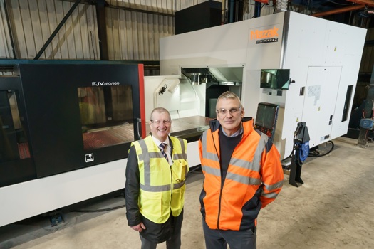 (L-R) Mark Ireland, Area Sales Manager for Yamazaki Mazak, with Paul Bird, TC Industries Site Manager, during the commissioning of the new Mazak FJV 60/160