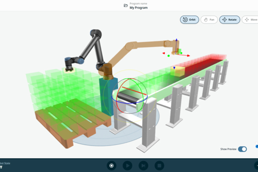 UR Studio enables customers, partners and integrators build 1:1 online simulations of their work cell directly in their browser 